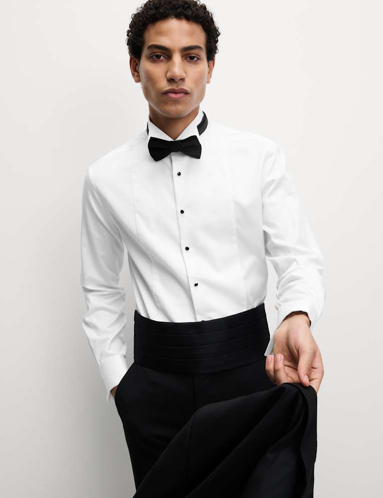 Slim Fit Easy Iron Luxury Cotton Dress Shirt M S SARTORIAL M S