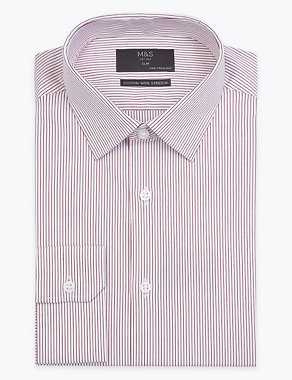 Slim Fit Easy Iron Striped Shirt with Stretch Image 2 of 5
