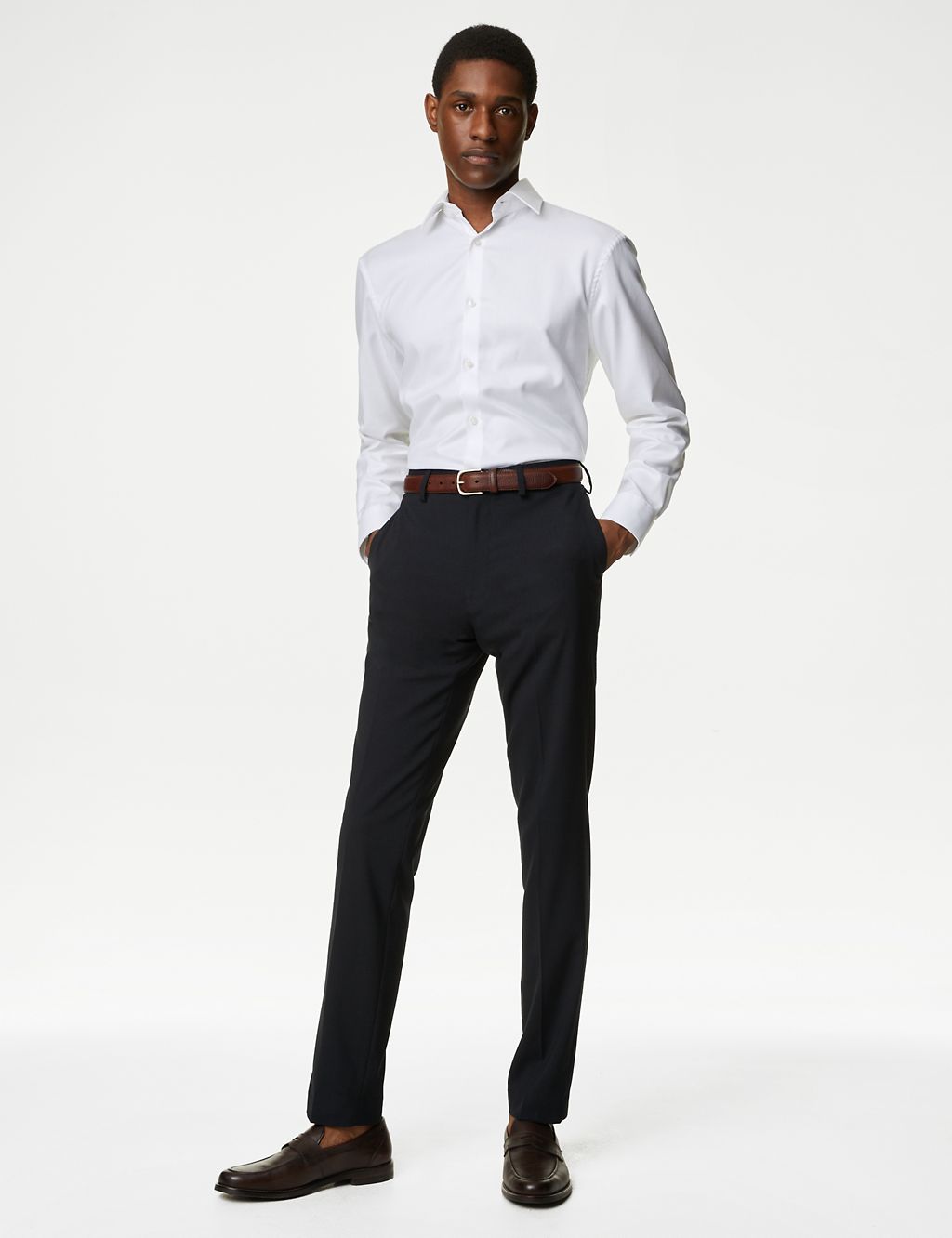 Slim Fit Flat Front Stretch Trousers 3 of 8