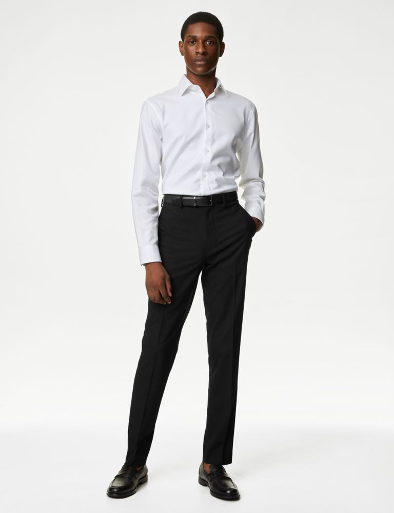 Slim Fit Flat Front Stretch Trousers 1 of 6