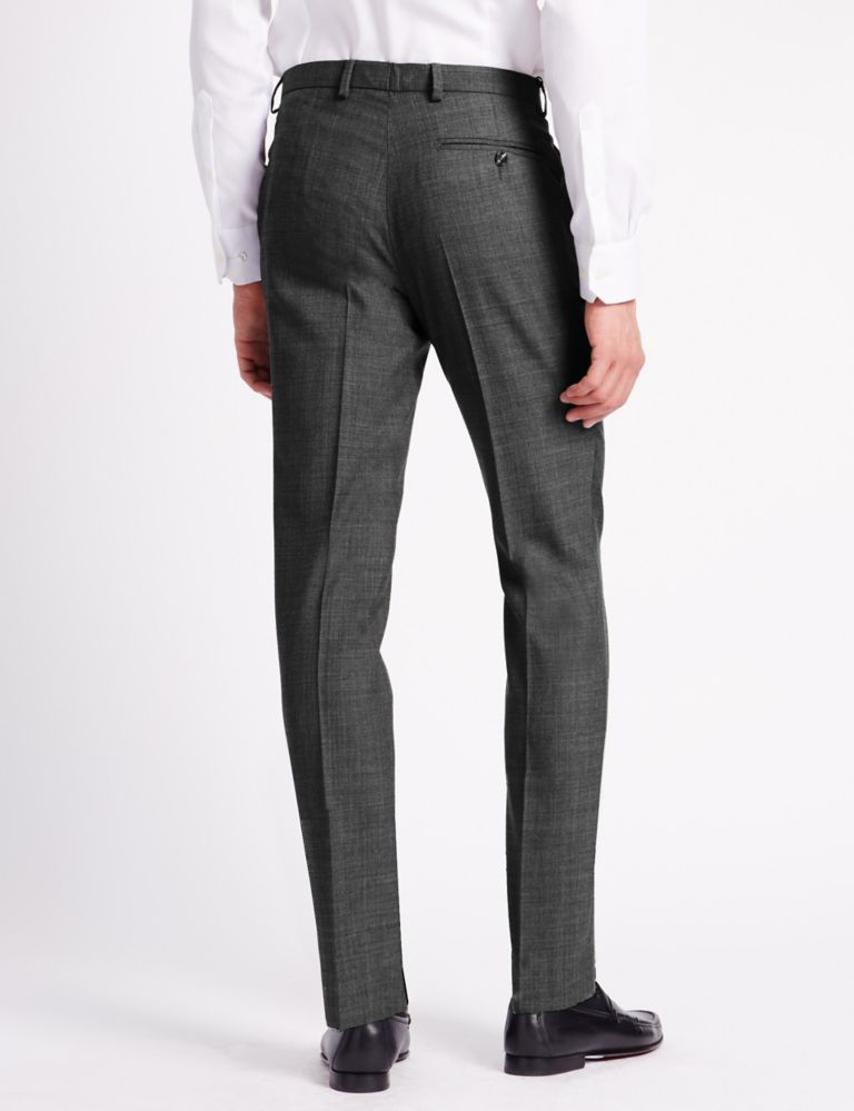 Slim Fit Flat Front Trousers with Wool 3 of 4