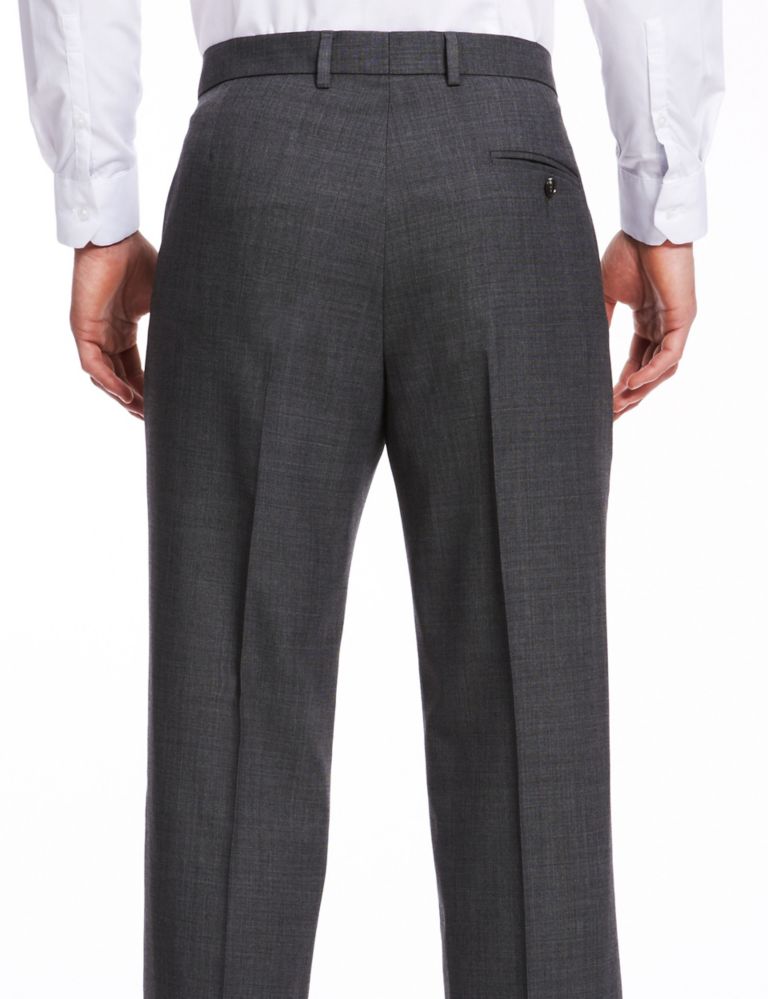 Slim Fit Flat Front Trousers with Wool 4 of 4