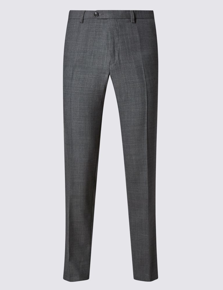 Slim Fit Flat Front Trousers with Wool 2 of 4
