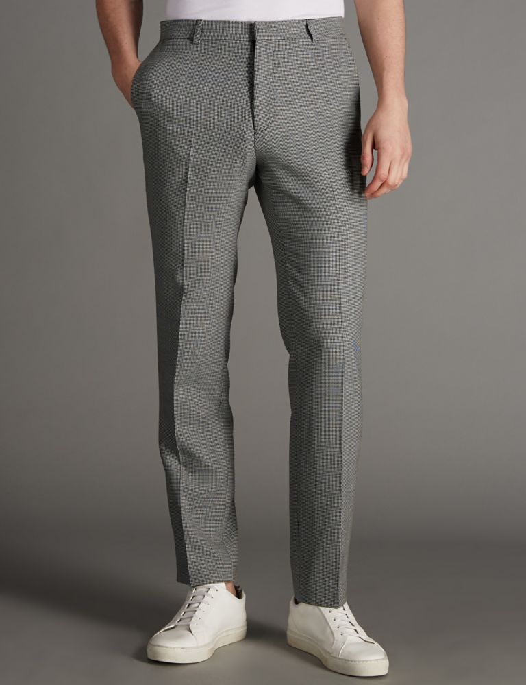 Slim Fit Flat Front Trousers with Wool 1 of 3
