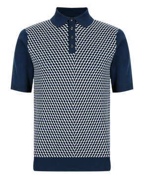Slim Fit Knitted Polo Shirt with Silk Image 2 of 3