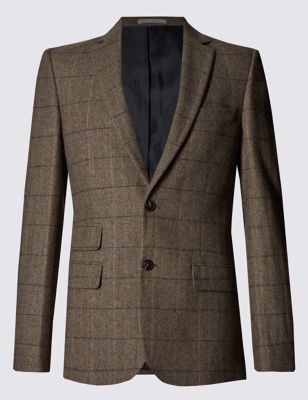 Slim Fit Large Check 2 Button Jacket with Wool Image 2 of 6