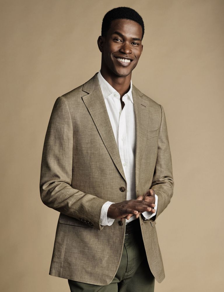 Tailored-Fit Linen-Blend Suit Jacket