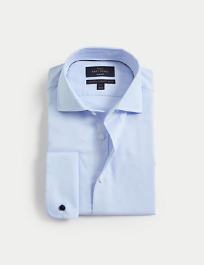 Slim Fit Luxury Cotton Double Cuff Twill Shirt Image 2 of 7