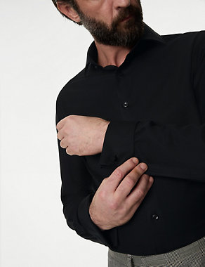 Slim Fit Luxury Cotton Double Cuff Twill Shirt Image 2 of 5