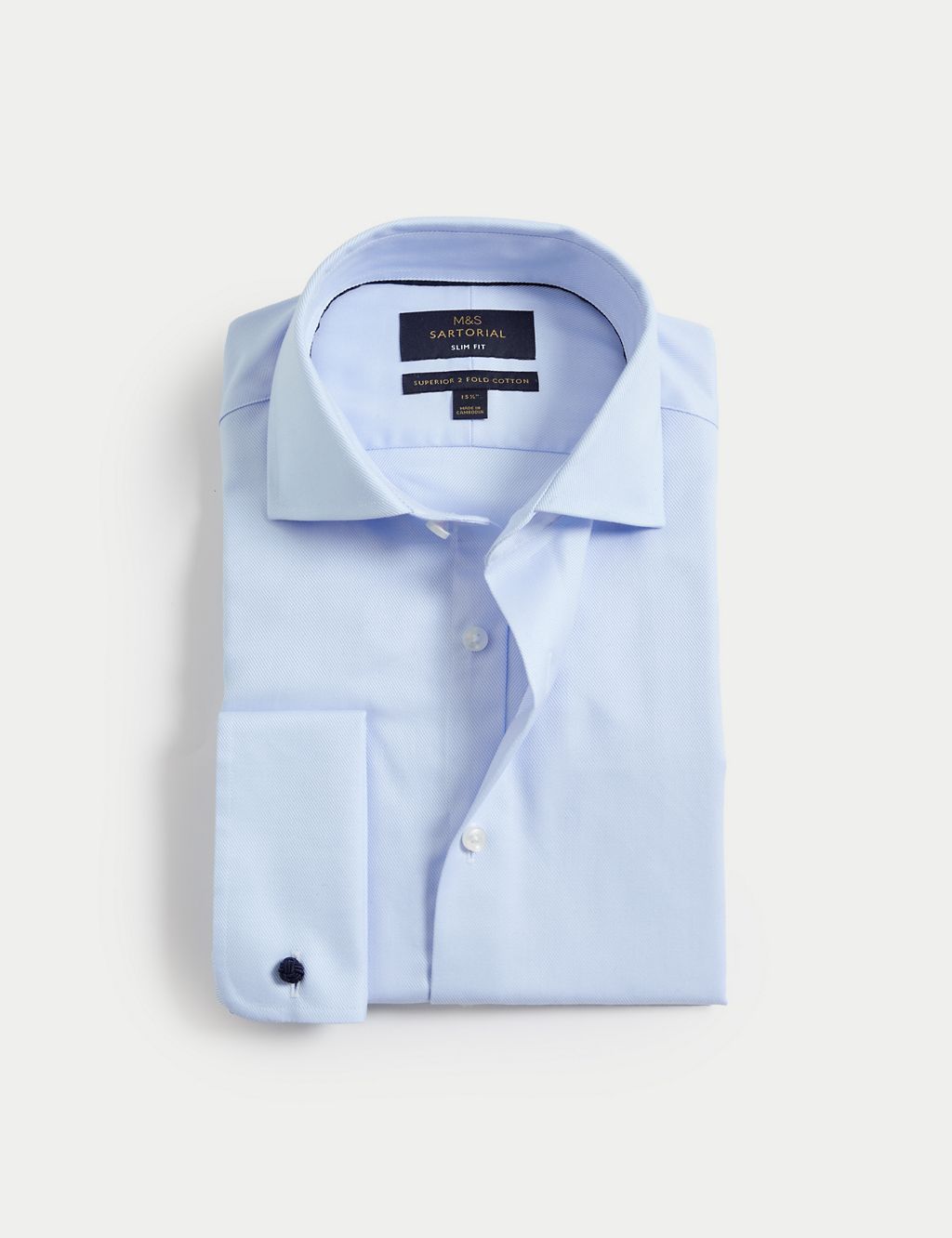 Slim Fit Luxury Cotton Double Cuff Twill Shirt 1 of 7