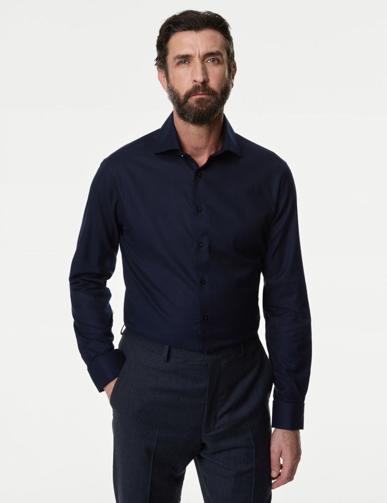 Slim Fit Luxury Cotton Double Cuff Twill Shirt 4 of 5