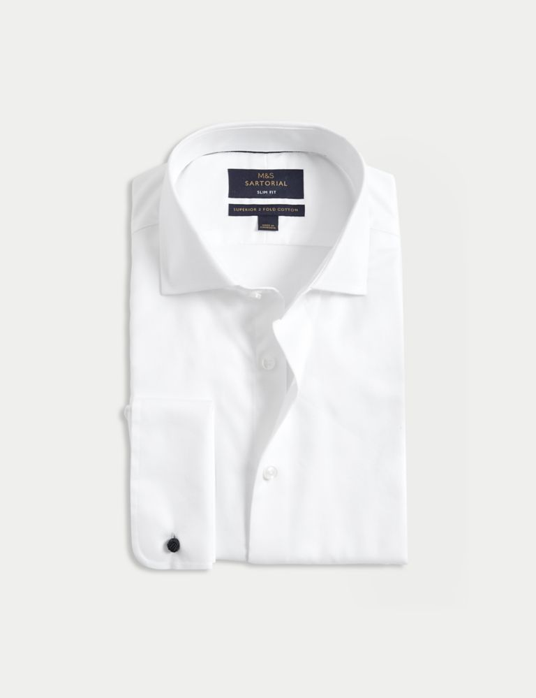 Slim Fit Luxury Cotton Double Cuff Twill Shirt 2 of 7