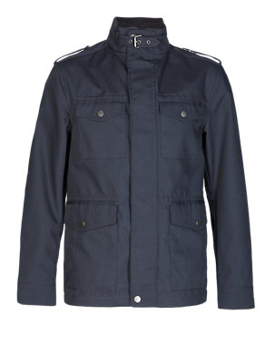 Slim Fit Military Jacket with Epaulettes Image 2 of 7
