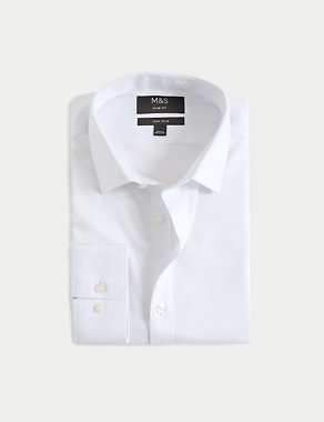 Slim Fit Non Iron Pure Cotton Textured Shirt Image 2 of 5