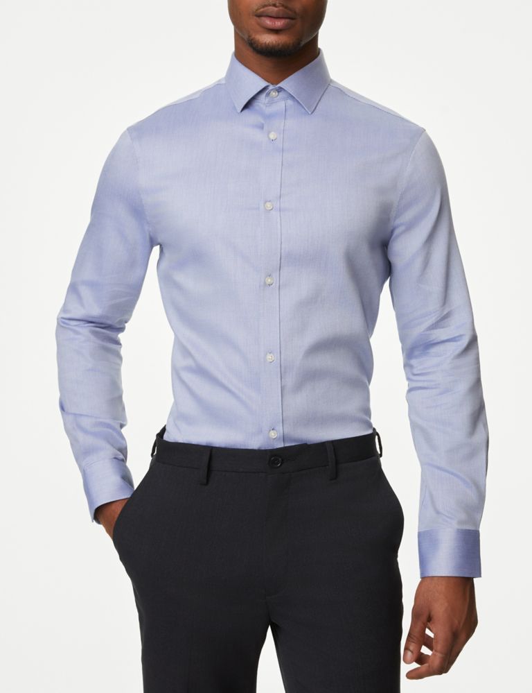Slim Fit Non Iron Pure Cotton Textured Shirt 1 of 4