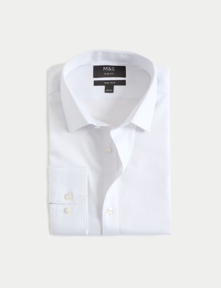 Slim Fit Non Iron Pure Cotton Textured Shirt 3 of 5
