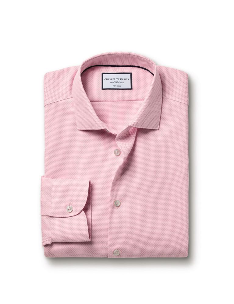 Slim Fit Non Iron Pure Cotton Textured Shirt 2 of 6