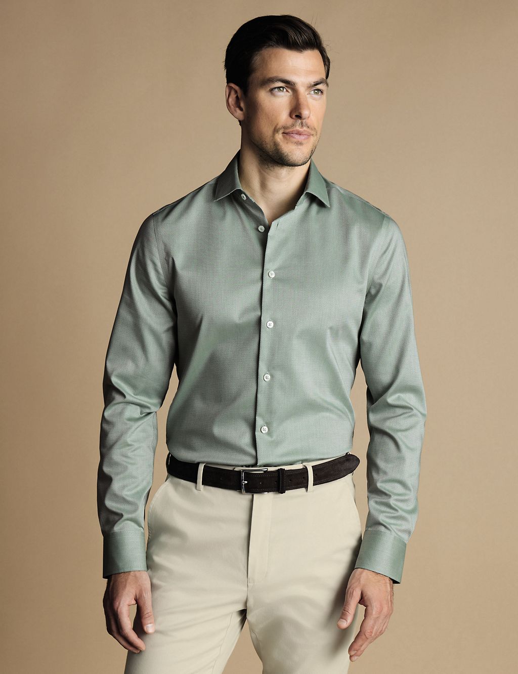 Slim Fit Non Iron Pure Cotton Textured Shirt 3 of 6