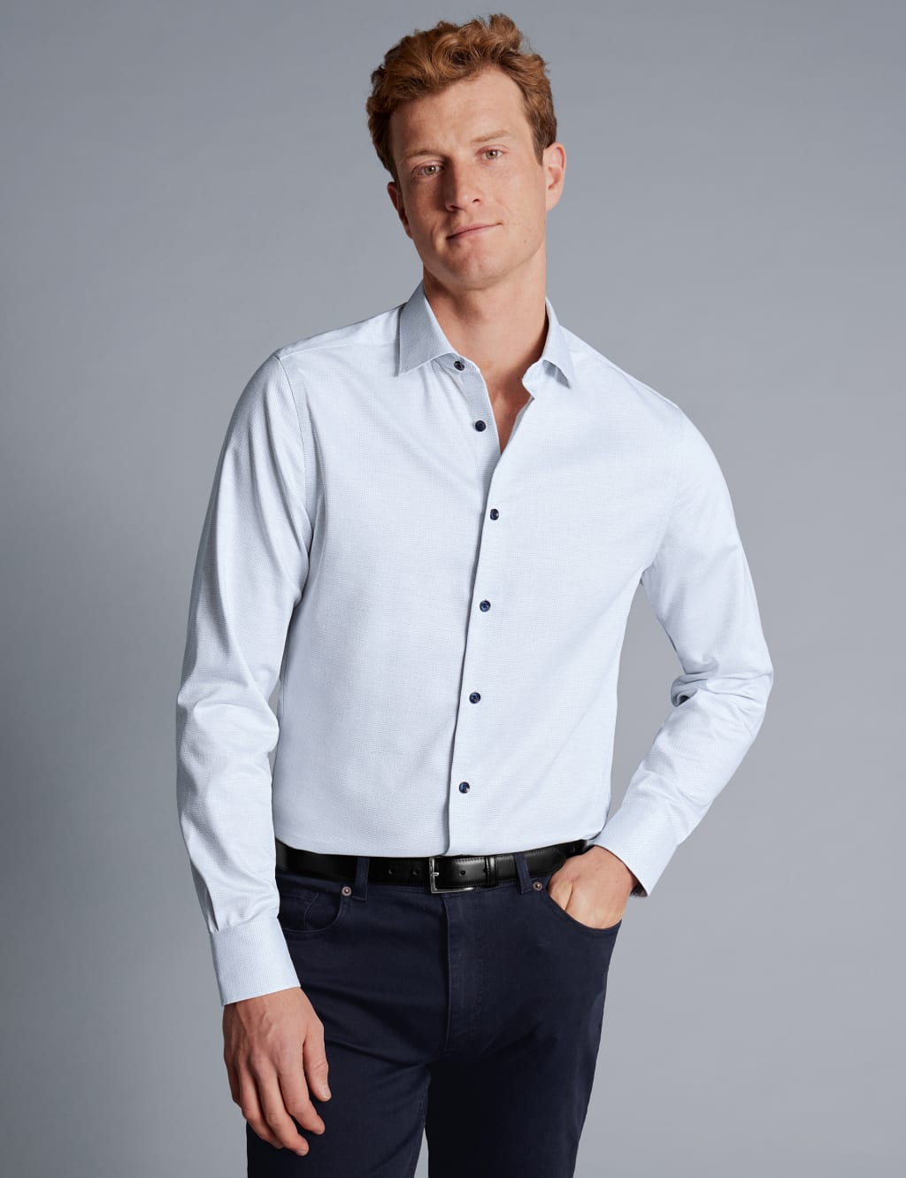 Slim Fit Non Iron Pure Cotton Textured Shirt 3 of 6