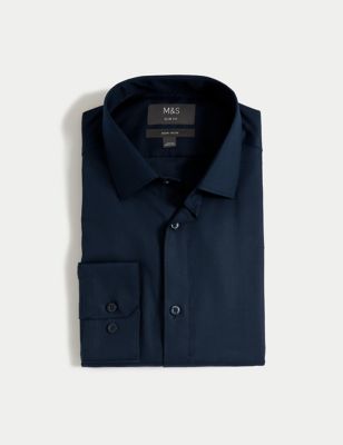 Slim Fit Non Iron Pure Cotton Twill Shirt Image 2 of 6