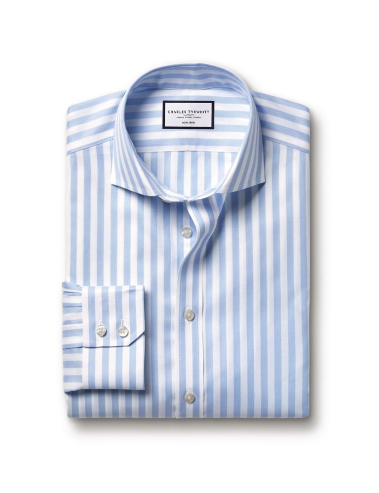 Slim Fit Non Iron Pure Cotton Twill Stripe Shirt 2 of 6
