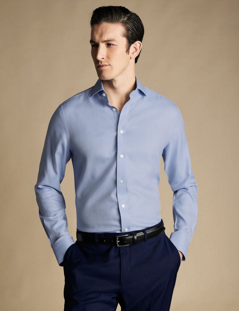 Slim Fit Non Iron Pure Cotton Weave Shirt 1 of 4