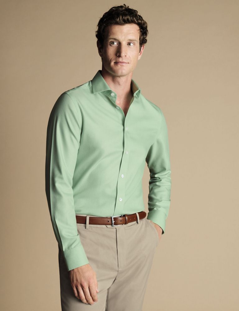 Slim Fit Non Iron Pure Cotton Weave Shirt 1 of 6