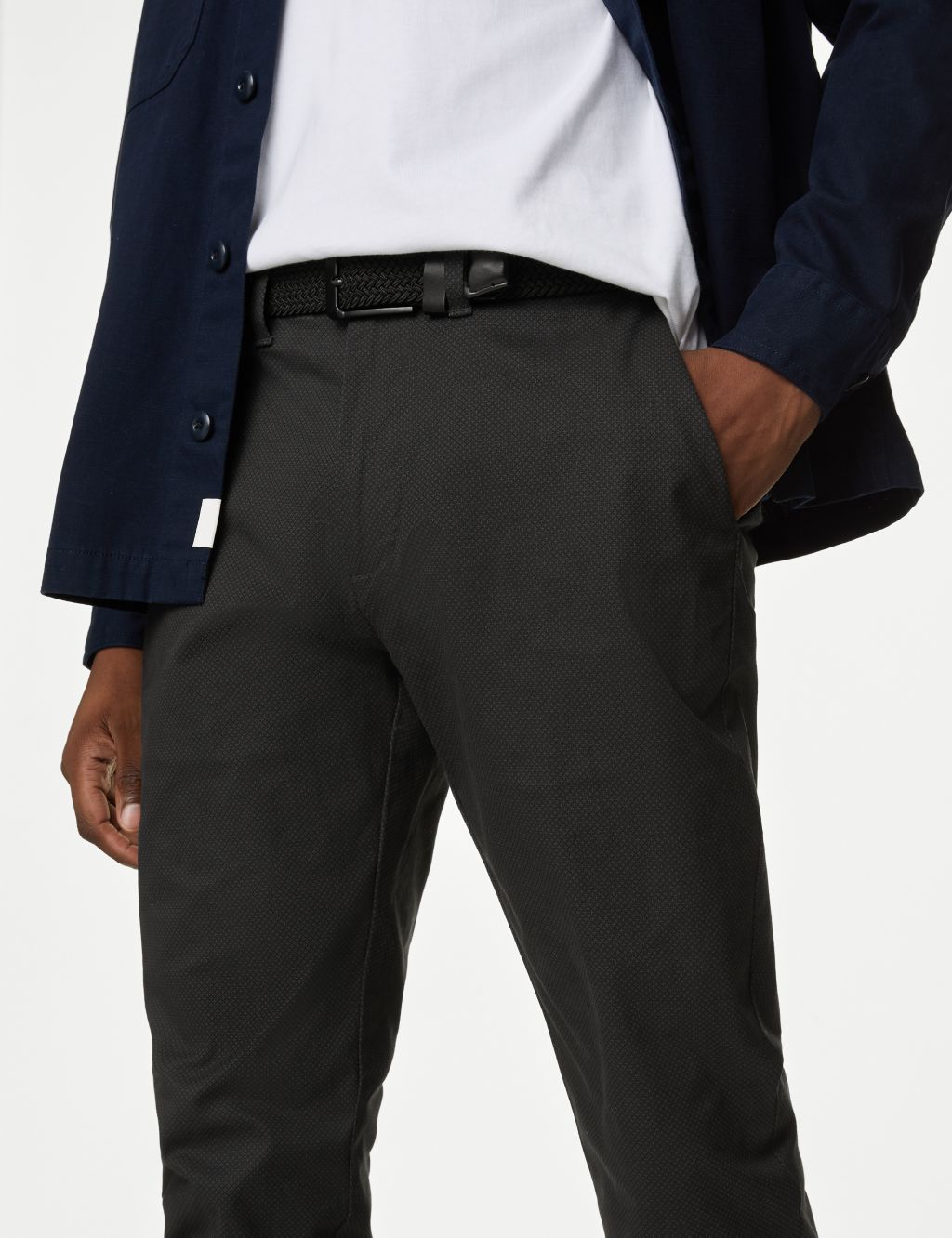 Slim Fit Printed Belted Stretch Chinos | M&S Collection | M&S
