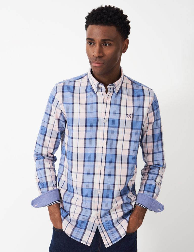 Slim Fit Pure Cotton Check Oxford Shirt 1 of 5