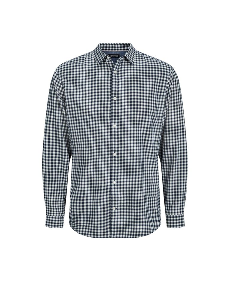 Slim Fit Pure Cotton Check Oxford Shirt | JACK & JONES | M&S