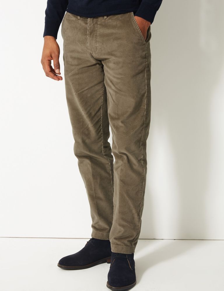 Slim Fit Pure Cotton Corduroy Trousers 3 of 4