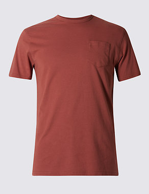Slim Fit Pure Cotton Crew Neck T-Shirt Image 2 of 3