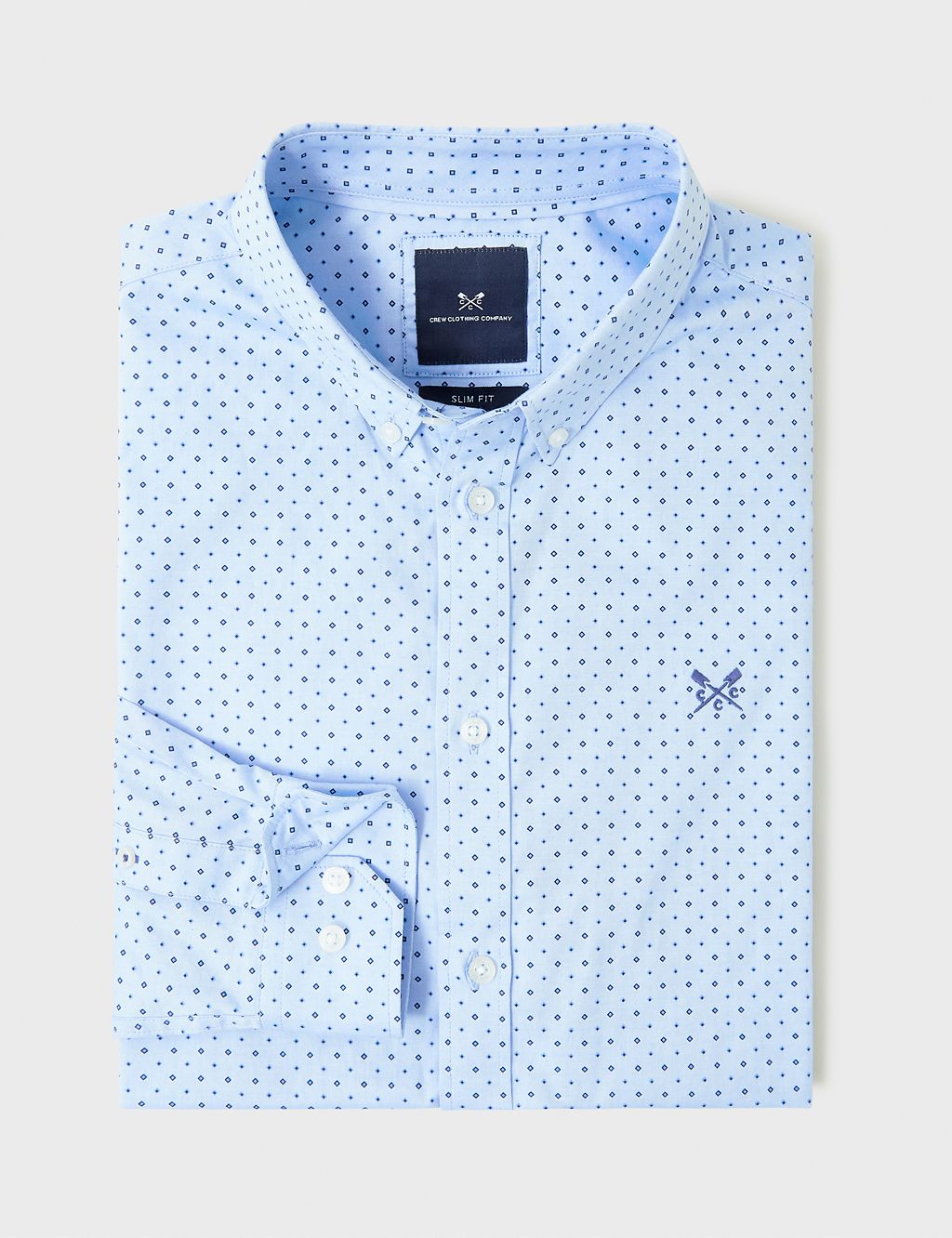 Slim Fit Pure Cotton Geometric Oxford Shirt | Crew Clothing | M&S