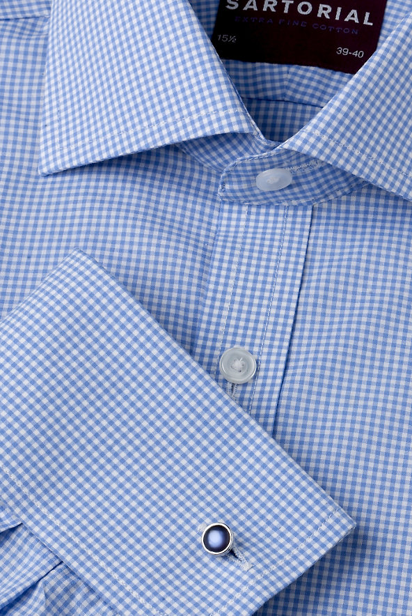 Slim Fit Pure Cotton Gingham Checked Shirt Image 1 of 1
