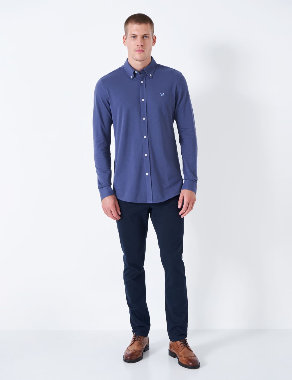 Slim Fit Pure Cotton Jersey Oxford Shirt 2 of 4