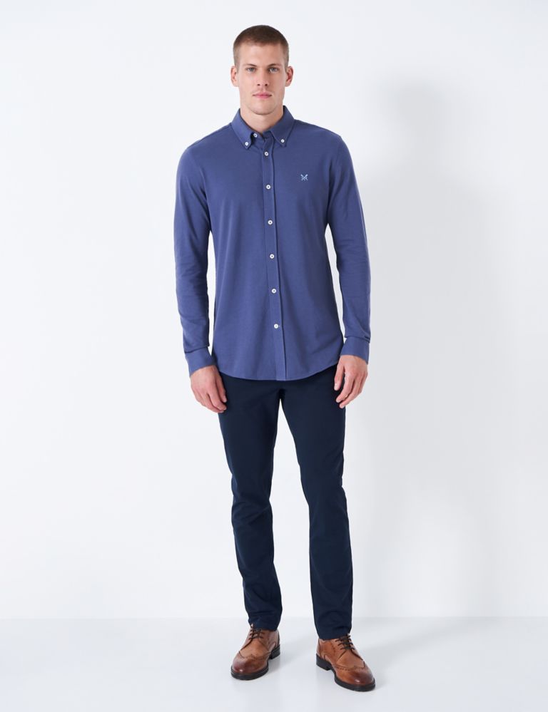 Slim Fit Pure Cotton Jersey Oxford Shirt 3 of 4