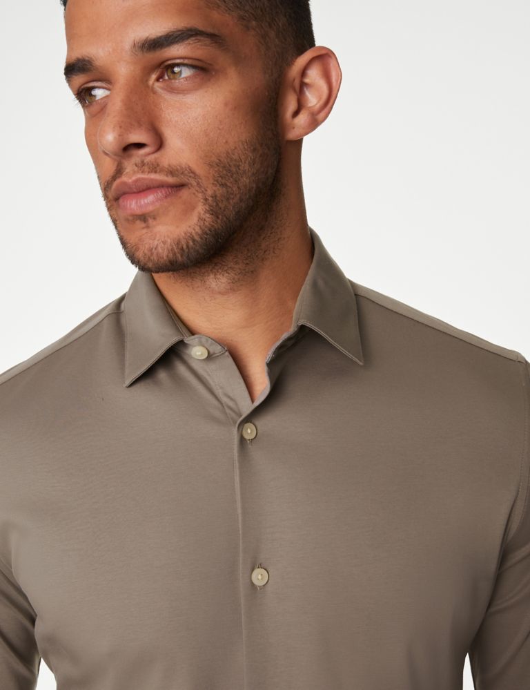 Slim Fit Pure Cotton Jersey Shirt 1 of 5