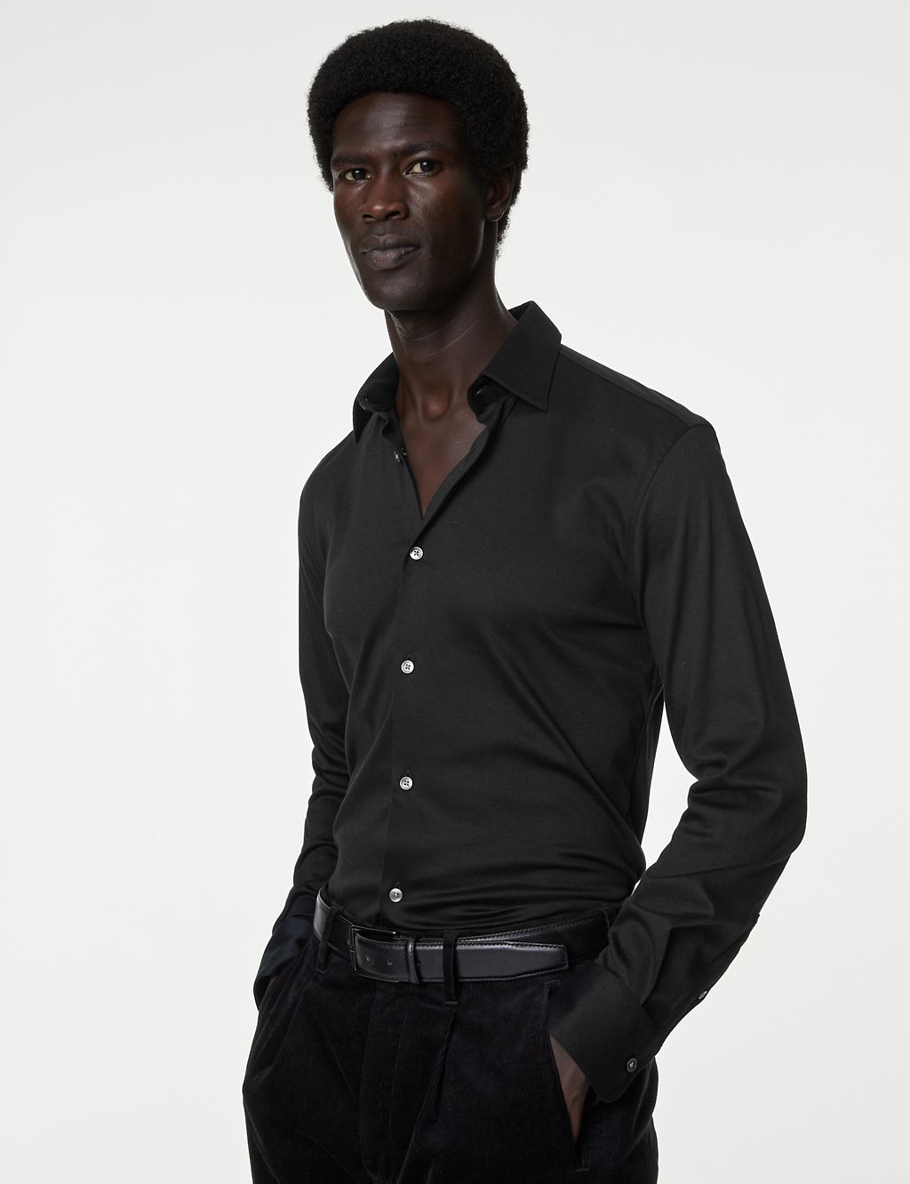 Slim Fit Pure Cotton Jersey Shirt 2 of 5