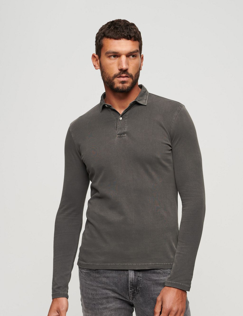 Slim Fit Pure Cotton Long Sleeve Polo Shirt 3 of 3