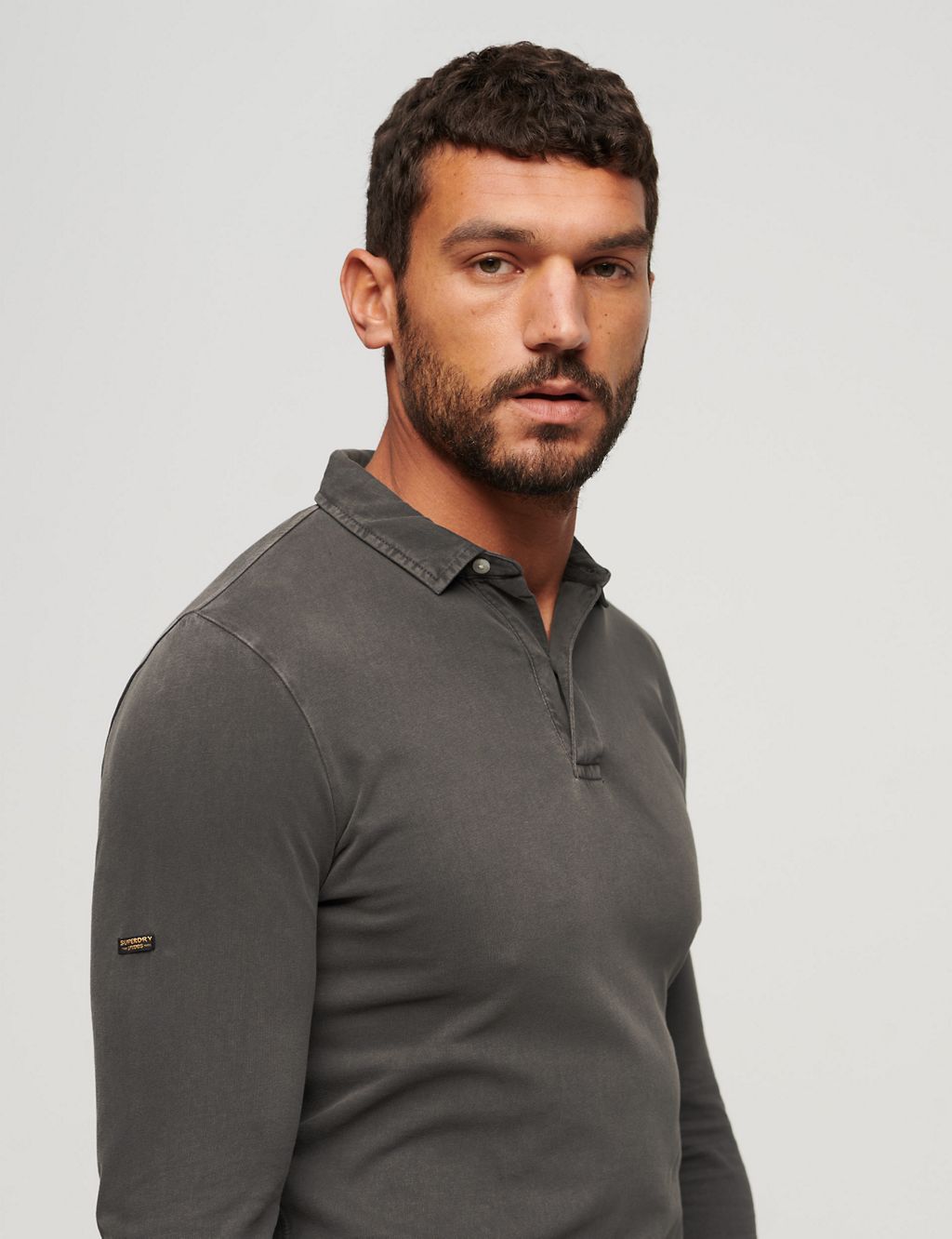 Slim Fit Pure Cotton Long Sleeve Polo Shirt 2 of 3