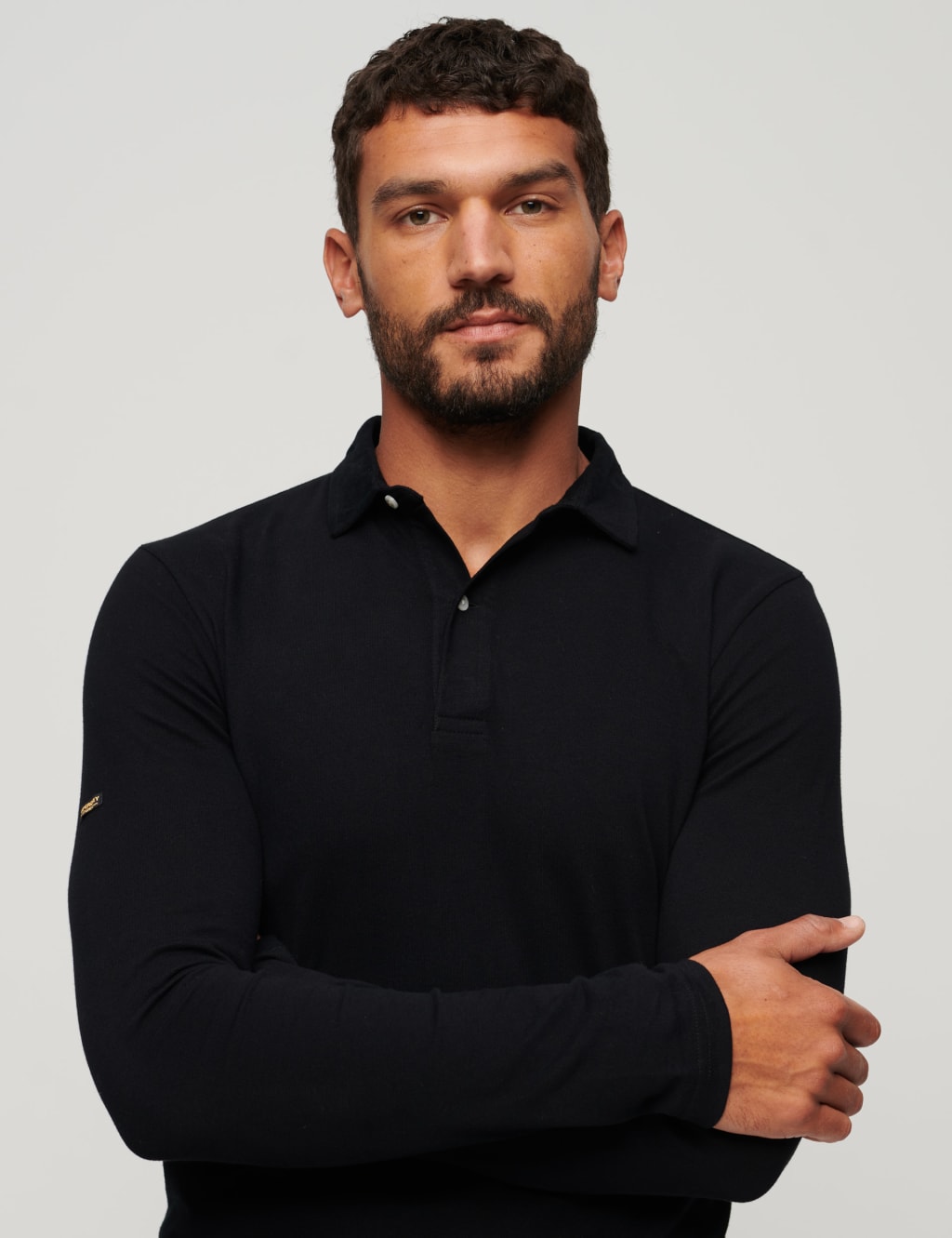 Muscle fit long sleeve polo shirt cheap