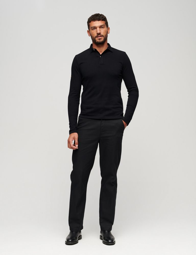 Slim Fit Pure Cotton Long Sleeve Polo Shirt 2 of 3