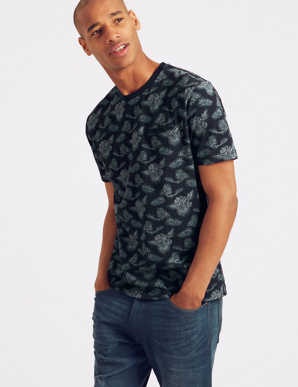 Slim Fit Pure Cotton Printed Crew Neck T-Shirt 2 of 4