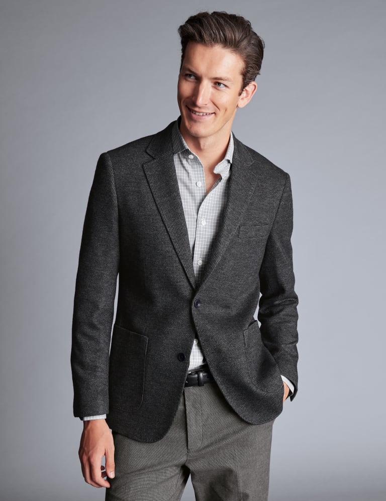 Slim Fit Micro Puppytooth Suit Jacket