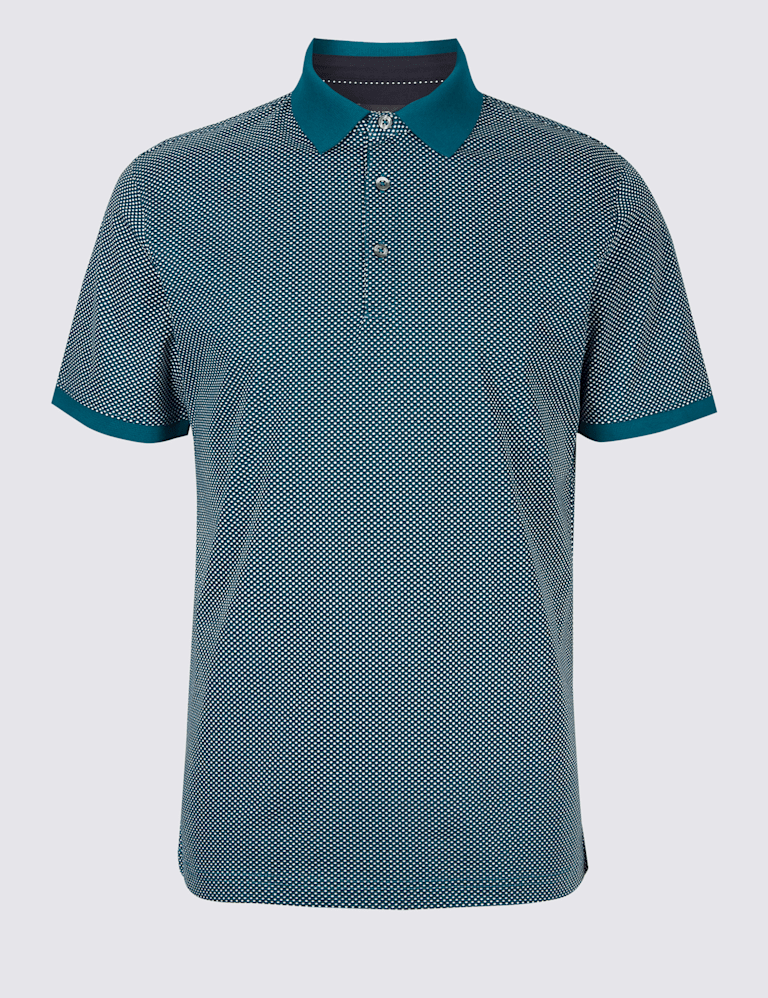 Slim Fit Pure Cotton Spotted Polo Shirt Limited Edition M&S
