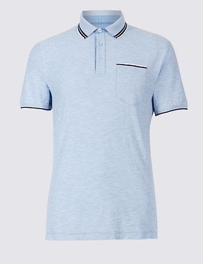 Slim Fit Pure Cotton Striped Polo Shirt Image 2 of 4