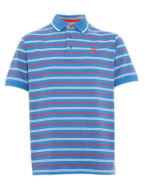 Slim Fit Pure Cotton Striped Polo Shirt Image 2 of 3