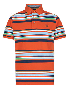 Slim Fit Pure Cotton Striped Polo Shirt Image 2 of 4