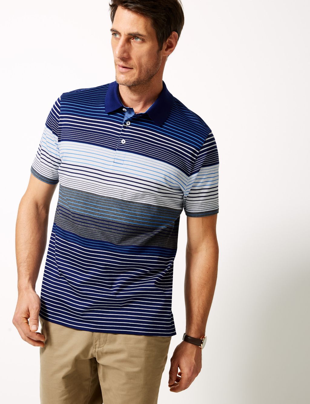 Slim Fit Pure Cotton Striped Polo Shirt 3 of 4