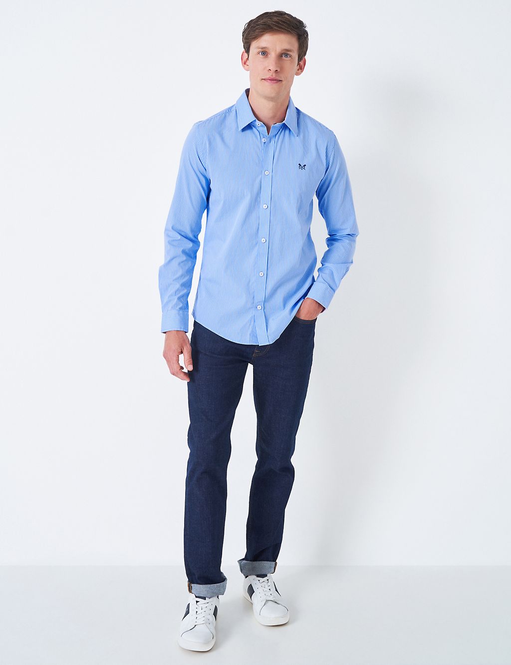 Slim Fit Pure Cotton Striped Poplin Shirt | Crew Clothing | M&S